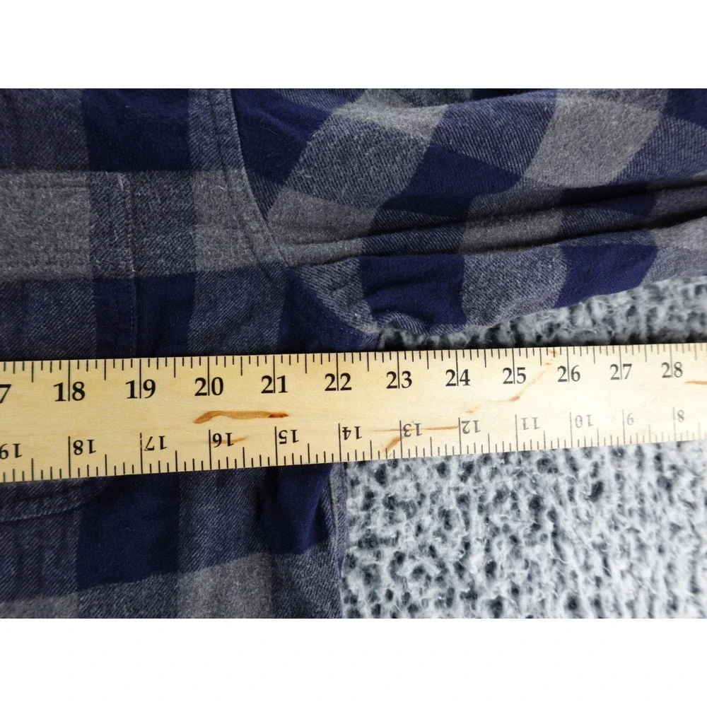 J Crew Classic Flannel‎ Shirt Blue Gray Plaid Double Brushed Long Sleeve Men L
